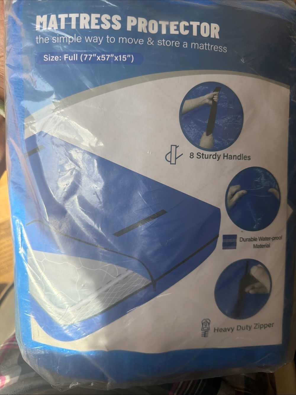 NEW Full Mattress Protector Bag For Moving & Storage Handles Water-proof